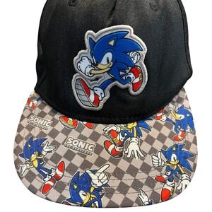 Sonic The Hedgehog Black Snapback‎ Hat One Size Sonic Character Print